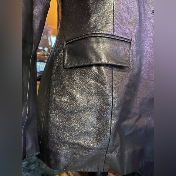 Vintage 80s leather blazer jacket - Picture 8 of 9
